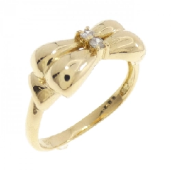 Nhẫn kim cương K18YG hình ruy băng 0.06CT