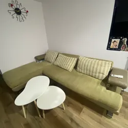 Sofa góc bọc nỉ phối da , khung inox 559383