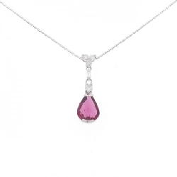 K18WG Đá Tourmaline Rubelite Dây Chuyền 1.70CT - Hàng hiệu Chính hãng