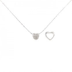 K18WG 2WAY Heart Diamond Necklace 0.09CT - Hàng hiệu Authentic 863108