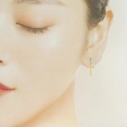 K18YG Khuyên tai hình chữ thập - Hàng hiệu Chính hãng 867201