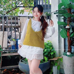 Set Gile Túi Kèm Áo Sơ Mi Tay Bồng Form Rộng Hot Trend 606824