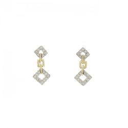 Bông tai kim cương K18YG/PT900 0.20CT - Hàng hiệu Chính hãng