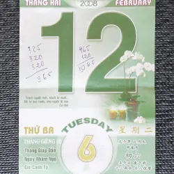 Tờ lịch rời Bloc xưa (Năm 2008)