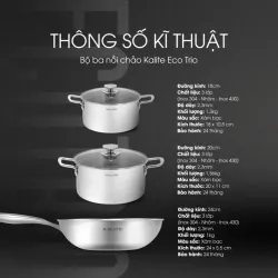🍲 Bộ nồi chảo inox 3 lớp – Nấu ăn ngon, không lo cong vênh