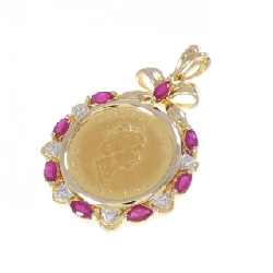 585YG/585WG(枠) Ruby Coin Pendant - Hàng hiệu Authentic