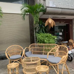 Sofa mây tự nhiên tay cuộn phòng khách 680026