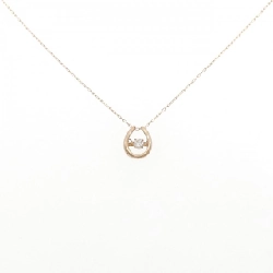 K18PG Nhẫn móng ngựa kim cương dây chuyền 0.08CT - Hàng hiệu Chính hãng