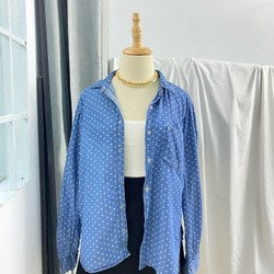 Áo sơ mi denim trái tim hiệu Gu 70503