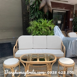 Bàn ghế mây phòng khách lưng V đơn giản 452327