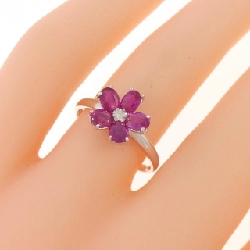 Nhẫn ruby K18WG hoa 669594