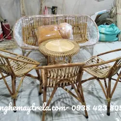 Bàn ghế sò mây nhựa giá rẻ nhỏ gọn 695658