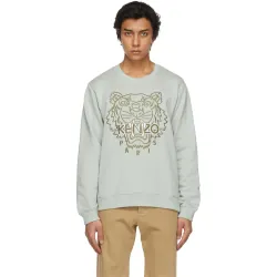 Áo sweater Kenzo màu xanh lá nhạt thêu đầu hổ size XL