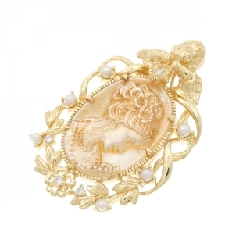 K18YG Thiên Thần Mặt Dây Chuyền Shell Cameo - Hàng hiệu Chính hãng