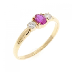 Nhẫn Ruby tổng hợp K18YG - Hàng hiệu Authentic