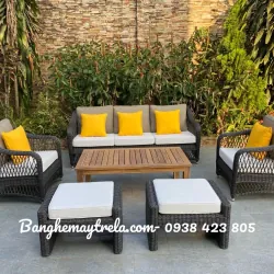 Bàn ghế sofa mây nhựa 999056