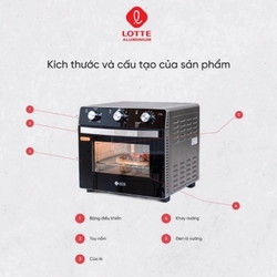 (MUA 1 TẶNG 1) Lò Nướng Lotte Kiêm Nồi Chiên Không Dầu Lotte Model LPT-OAF23-B 472345