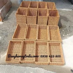 Khay nhựa giả mây đựng đồ chữ nhật 674310