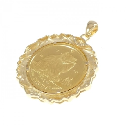 K18YG(枠) Dây chuyền đồng xu kim cương 0.133CT - Hàng hiệu Authentic 863989