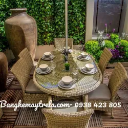 Bàn ghế ăn đan dây nhựa 576699