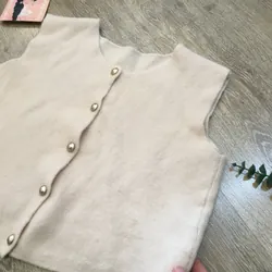 [2nd Tuyển Nhật] Áo len ghilê croptop len lông tho? màu kem siêu mịn style hottrend Nhật 695569