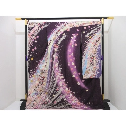 Kimono Furisode nhuộm Bokaashi với thêu Yuzen - Hàng hiệu Authentic