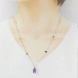 K18WG Mặt dây chuyền đá màu - Hàng hiệu Chính hãng 857445