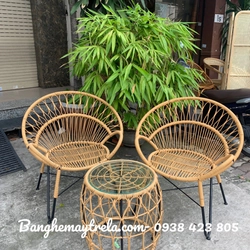 Bàn ghế cafe mây nhựa ban công 455991