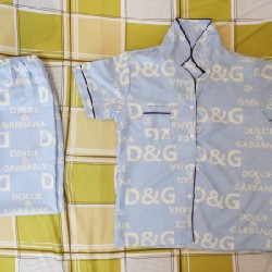 Bộ đồ pijama nữ ngắn tay chất vải kate họa tiết D&G