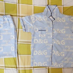 Bộ đồ pijama nữ ngắn tay chất vải kate họa tiết D&G 18821