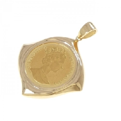 K18YG(枠) Đồng xu Mặt dây chuyền - Hàng hiệu Authentic