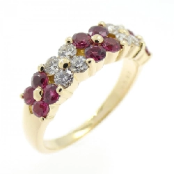 Nhẫn ruby 750YG hoa 0.80CT