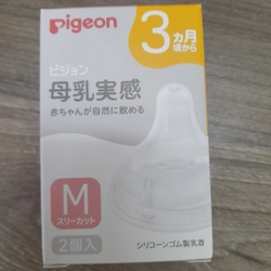 Núm ti cho bình Pigeon cổ rộng 3M hàng Nhật nội địa xách tay - Mới 100%
