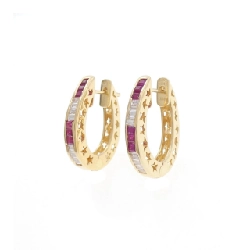 K18YG Bông tai Ruby 0.75CT - Hàng hiệu Chính hãng 870768