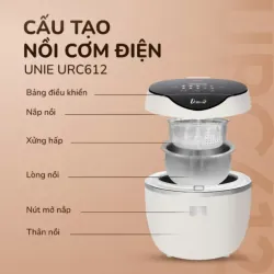 Nồi cơm điện tử UNIE URC612 , nấu cơm giảm đường, lòng nồi inox, dung tích 1,2L 574510