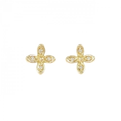 K18YG Bông tai hoa kim cương 0.04CT - Hàng hiệu Chính hãng