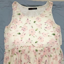 Đầm dài voan hoa hồng sát nách eo chun size M-L 463384