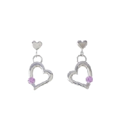 PT900 Bông tai Sapphire hình trái tim 0.188CT - Hàng hiệu Chính hãng