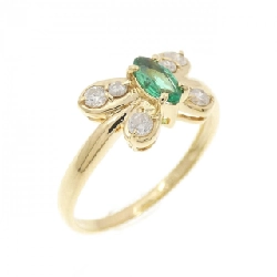 Nhẫn bướm ngọc lục bảo K18YG 0.19CT - Hàng hiệu Authentic