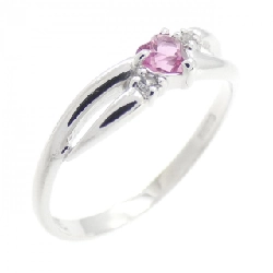 Nhẫn tourmaline K18WG hình trái tim