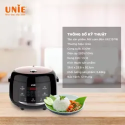 🍚 UNIE UEC1571B – Nồi cơm điện đa năng 16 chức năng, cơm ngon chuẩn vị! 709534