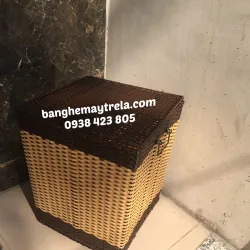 Thùng đựng đồ khung sắt đan nhựa giả mây 601390