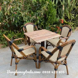 Ghế nhựa giả mây khung nhôm 780093