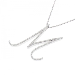 K18WG Chữ cái M Dây chuyền kim cương 0.43CT - Hàng hiệu Chính hãng 855971