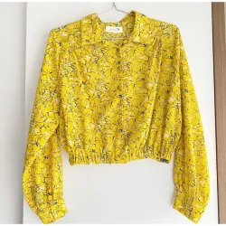MỚI 98%***IVY MODA* ÁO SƠ MI CROPTOP DÀI TAY* CHẤT ĐẸP, MÁT, MỚI 90%* TẶNG QUÀ 0Đ FS