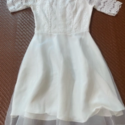 Đầm trắng phối ren 2 lớp size S  váy đầm dự tiệc trắng  523470