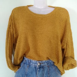 Áo len crop top freesize màu vàng như hình 10750