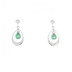 K18WG Bông tai Ngọc lục bảo 0.22CT - Hàng hiệu Chính hãng