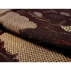 Kimono thăm viếng Chirimén với họa tiết vàng Yuzen và thêu - Hàng hiệu Authentic 883469