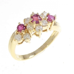 Nhẫn Ruby Hoa K18YG - Hàng hiệu Chính hãng